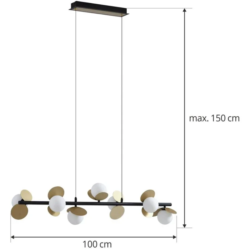 Lustra Suspendata Cu 7 Abajururi, 7 x G9, Auriu/Negru 601-7