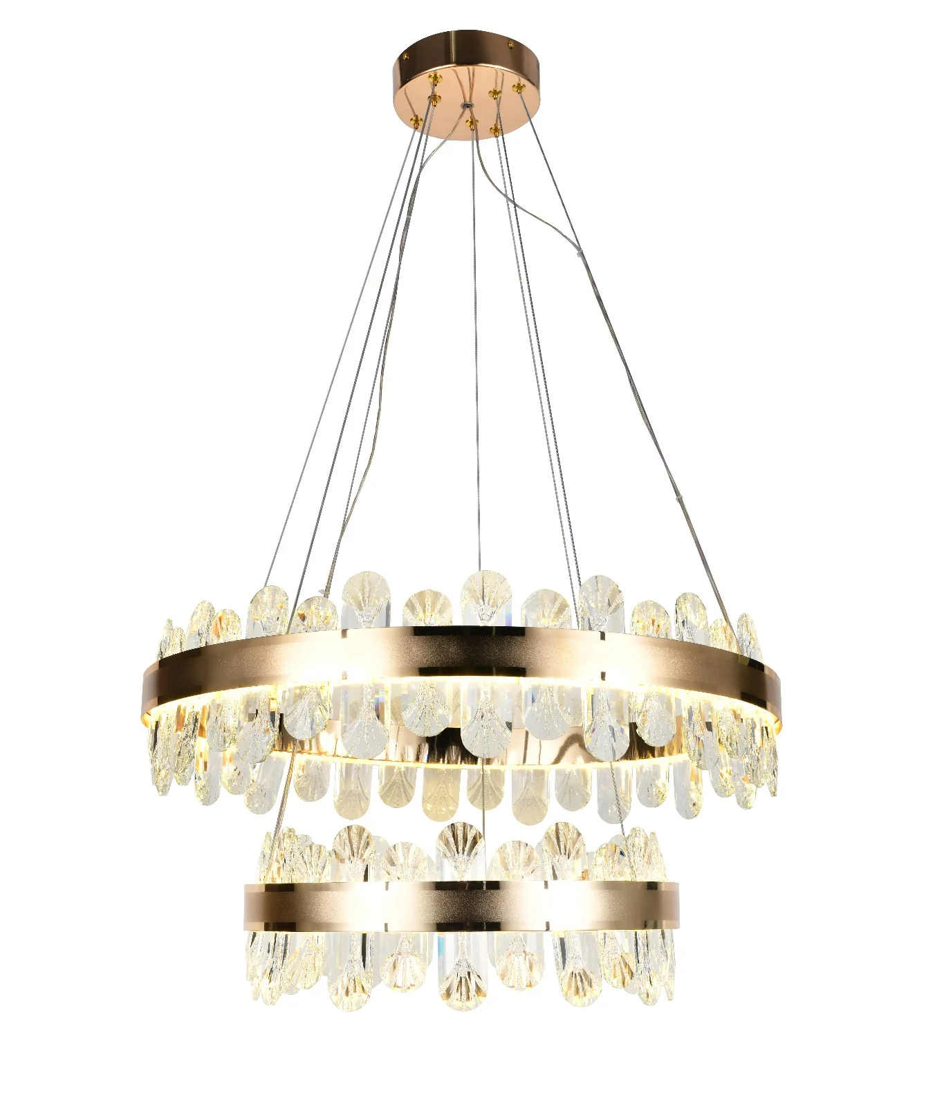 Candelabru LED 216W, 3523/600+400, Cu Telecomanda, 3 Tipuri De Lumina, Inaltime Reglabila, Auriu