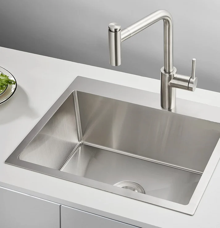 Chiuveta bucatarie, otel inoxidabil 304, kit scurgere si scurgator inclus, 60x45, satinat RV21