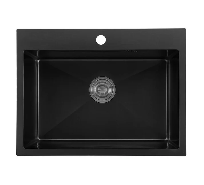 Chiuveta bucatarie, otel inoxidabil 304, kit scurgere si scurgator inclus, 80x50, neagru RV18