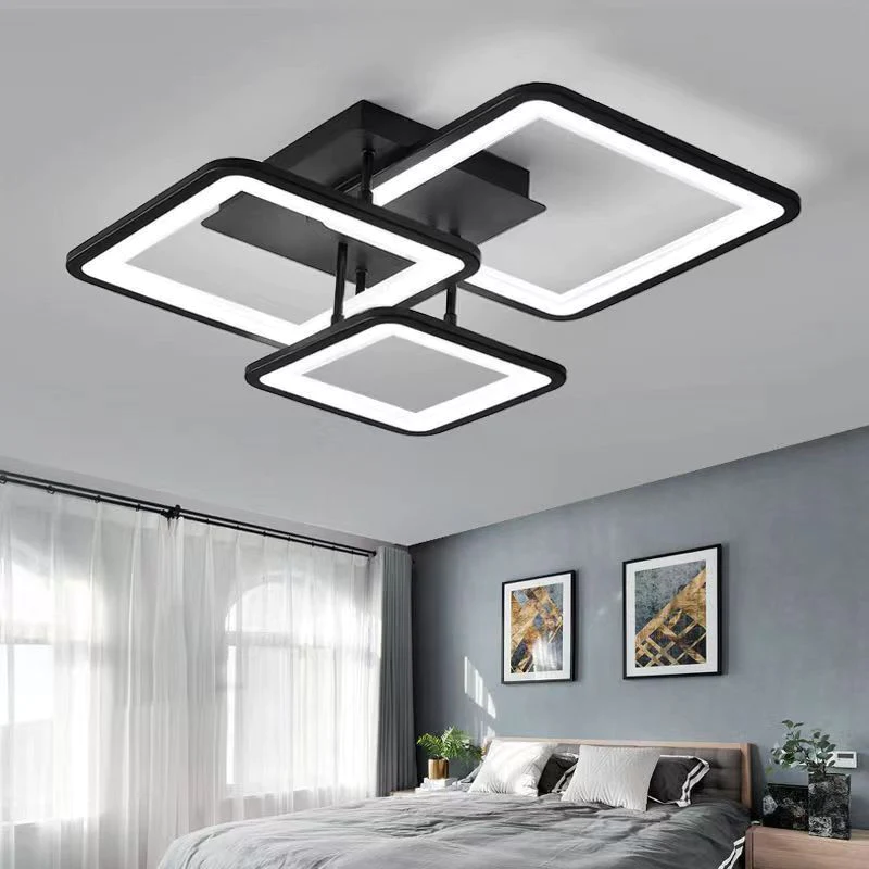 Lustra LED, Cu Telecomanda, 3 Tipuri De Lumina, Intensitate Reglabila, 61W, Negru