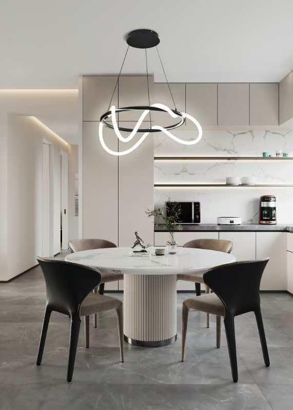 Pendul LED cu Telecomanda, 3 Tipuri De Lumina, Inaltime Reglabila, 70W, Negru RF80RD,