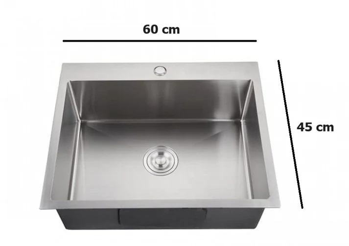 Chiuveta bucatarie, otel inoxidabil 304, kit scurgere si scurgator inclus, 60x45, satinat RV21