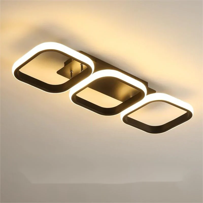 Lustra LED, Model 1310-3BK, 3 Tipuri De Lumina, 60W, Negru