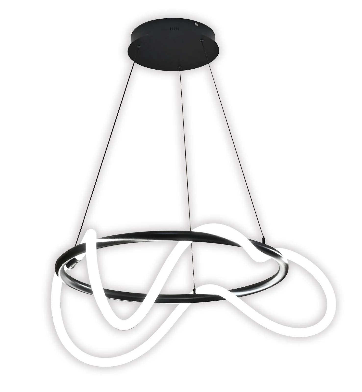 Pendul LED cu Telecomanda, 3 Tipuri De Lumina, Inaltime Reglabila, 70W, Negru RF80RD,