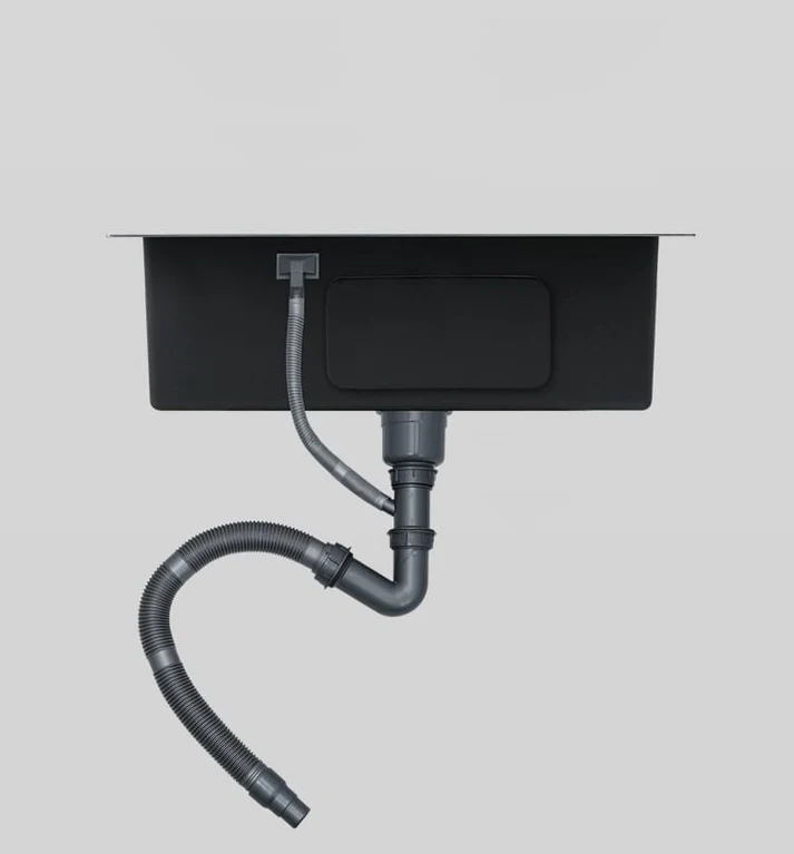 Chiuveta bucatarie, otel inoxidabil 304, kit scurgere si scurgator inclus, 60x45, neagru RV17