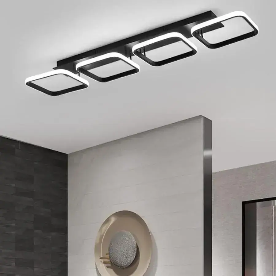 Lustra LED cu Telecomanda 96W Negru Dimabil 3 Tipuri De Iluminat