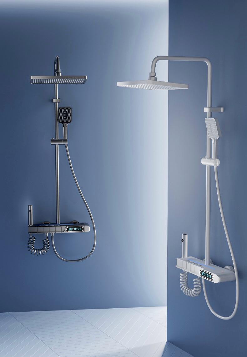 Coloana De Dus 4in1 , Afișaj Digital , Lumina Led , 4 Funcții De Curgere a Apei , Cap Dus Dreptunghiular , Efect de Dloaie