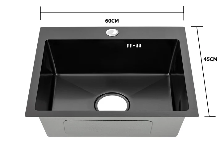 Chiuveta bucatarie, otel inoxidabil 304, kit scurgere si scurgator inclus, 60x45, neagru RV17