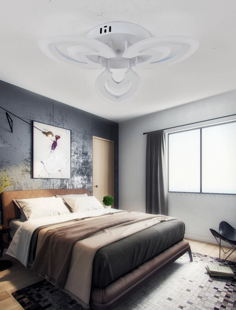 lb Lustra LED Flower cu Telecomanda, 3 Tipuri de Lumina, Intensitate Reglabila, 60W, Alb 566-3