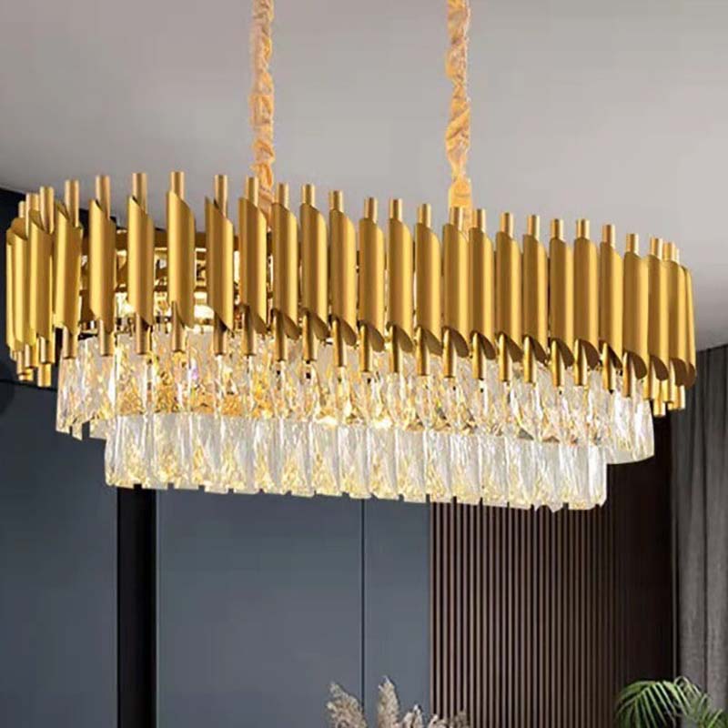 Candelabru A'Coruna 8x E27 Auriu si Cristal, 80×30 cm