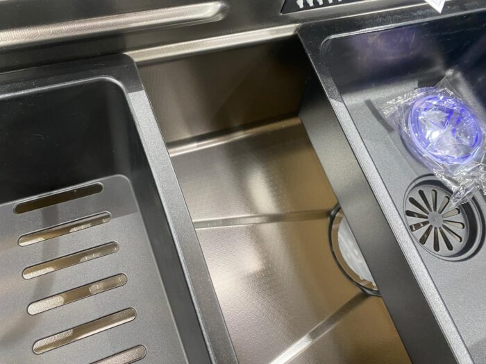 Set Chiuveta de Bucatarie Multifunctionala, Dimensiune 100x45cm Inox, Gri Inchis-Negru