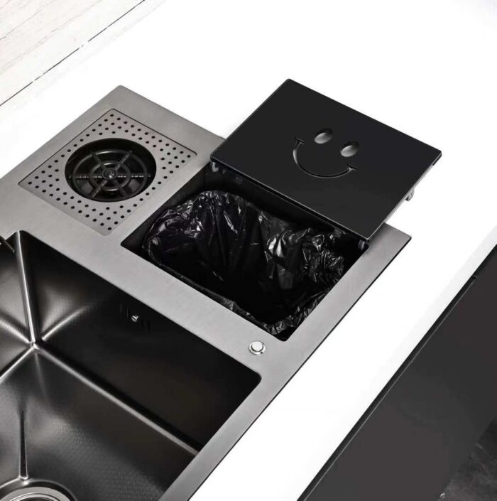 Set Chiuveta de Bucatarie Multifunctionala, Dimensiune 100x45cm Inox, Gri Inchis-Negru