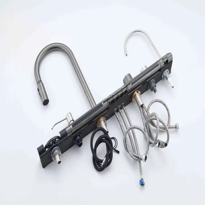 Set Chiuveta Bucatarie Multifunctionala cu LED, Inox, Gri Inchis – Negru 75×45 cm