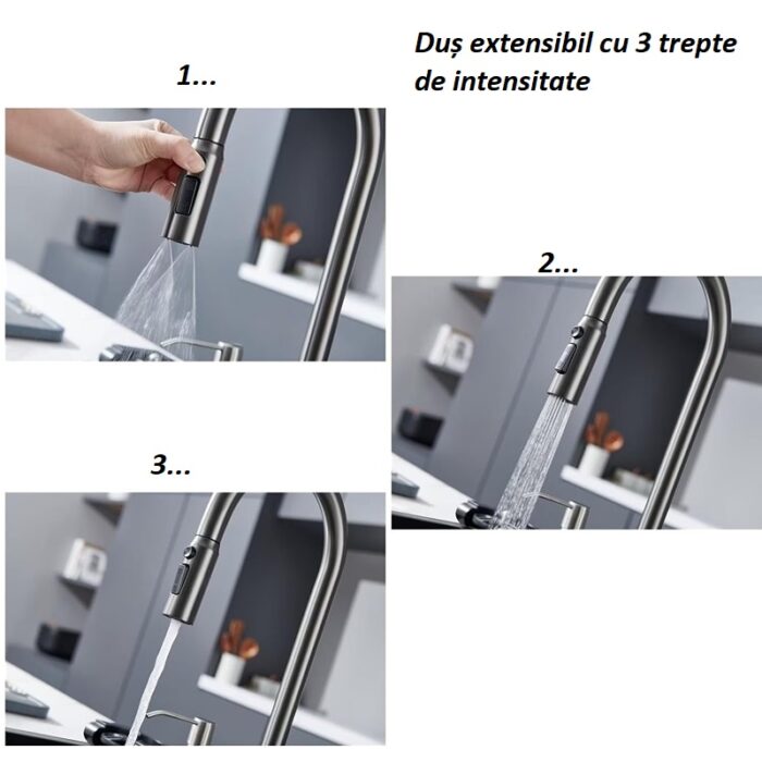 Set Chiuveta Bucatarie Multifunctionala cu LED, Inox, Gri Inchis – Negru 75×45 cm