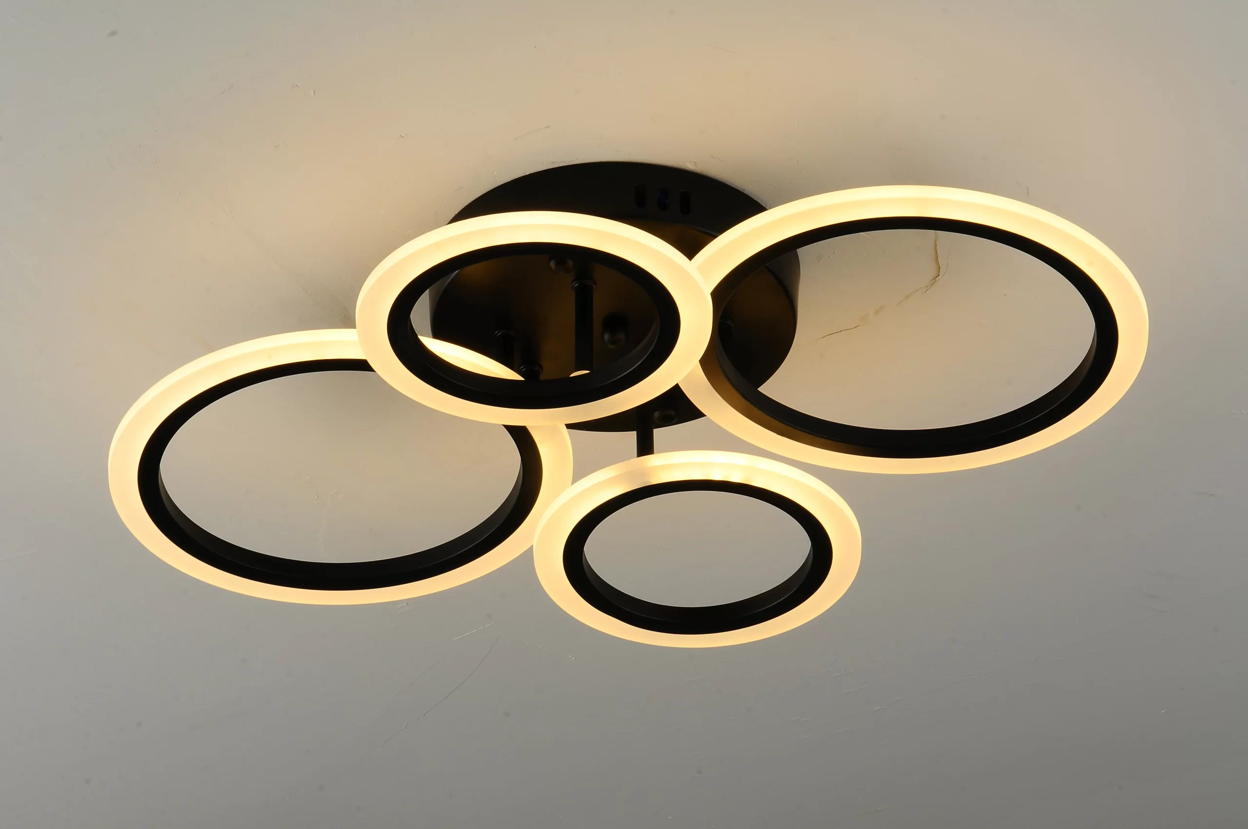 Lustra LED, Model K001/2+2, Cu Telecomanda, 3 Tipuri De Lumina, Intensitate Reglabila, 84W, Negru