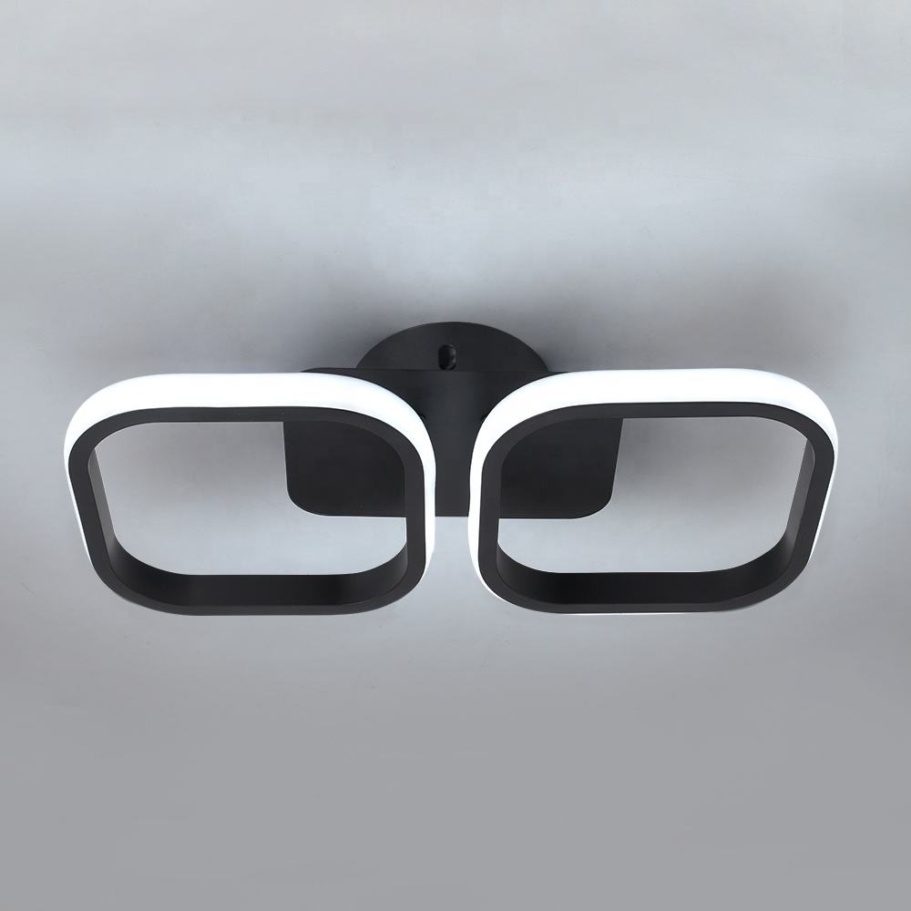 LUSTRA LED cu 2 Patrate Telecomanda 48W Negru lumina/rece/calda/neutra intensitate reglabila