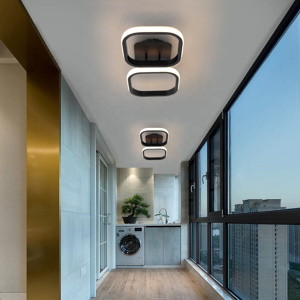 LUSTRA LED cu 2 Patrate Telecomanda 48W Negru lumina/rece/calda/neutra intensitate reglabila