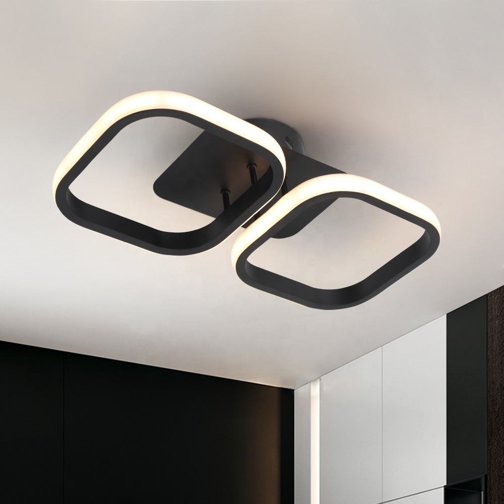 LUSTRA LED cu 2 Patrate Telecomanda 48W Negru lumina/rece/calda/neutra intensitate reglabila