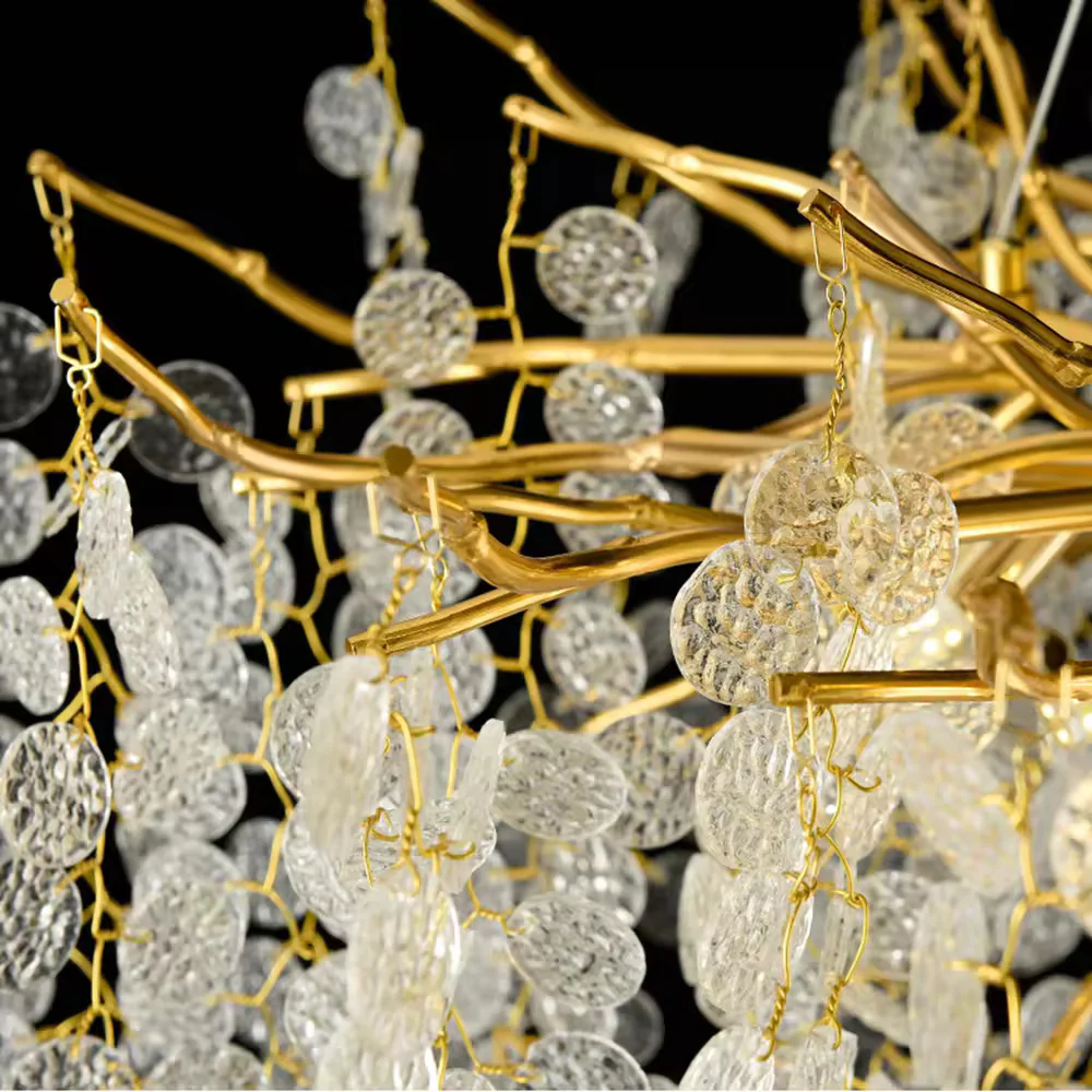 Candelabru R9103/1200+550, Textura Cristal, Metal, 10 X E14, Auriu