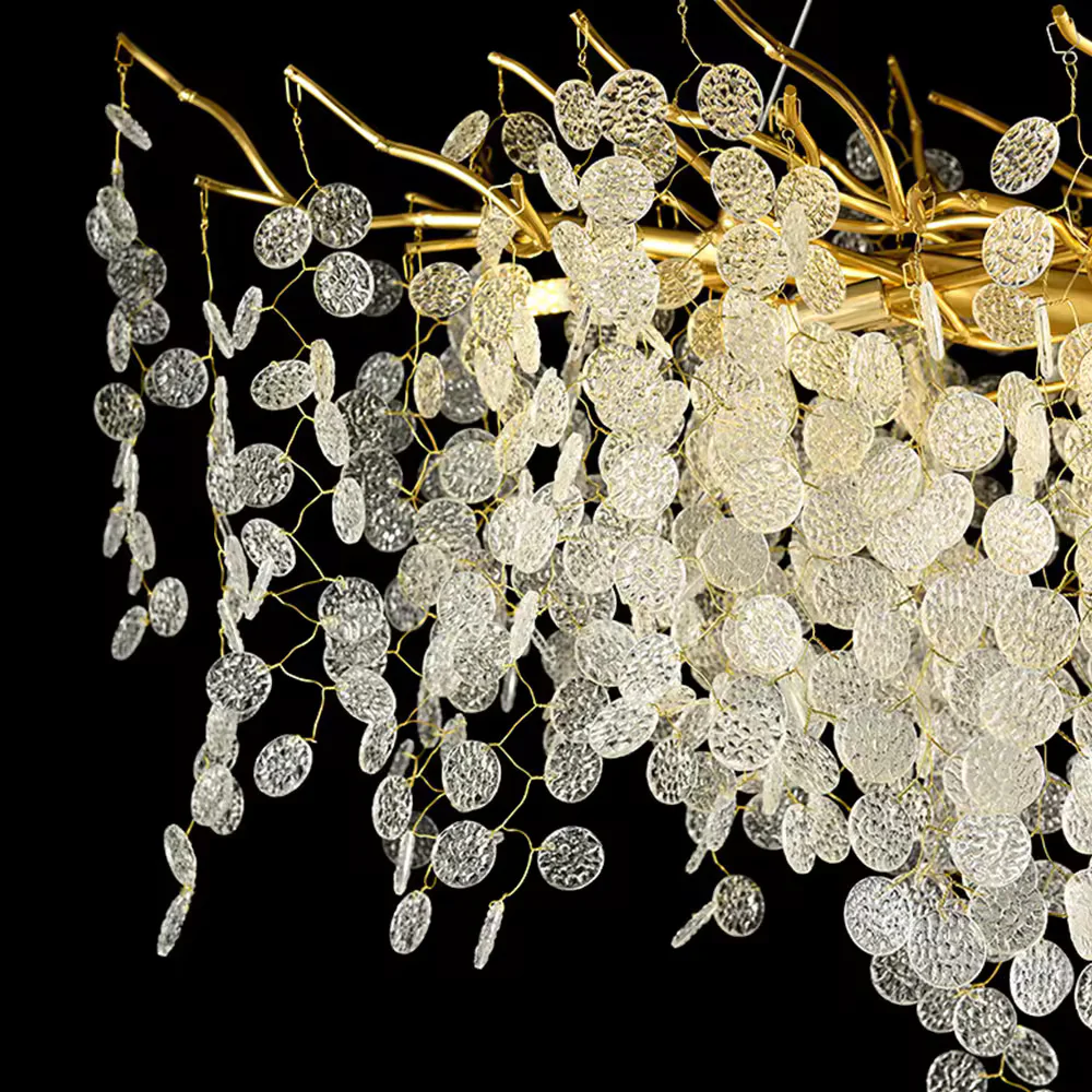 Candelabru R9103/1200+550, Textura Cristal, Metal, 10 X E14, Auriu