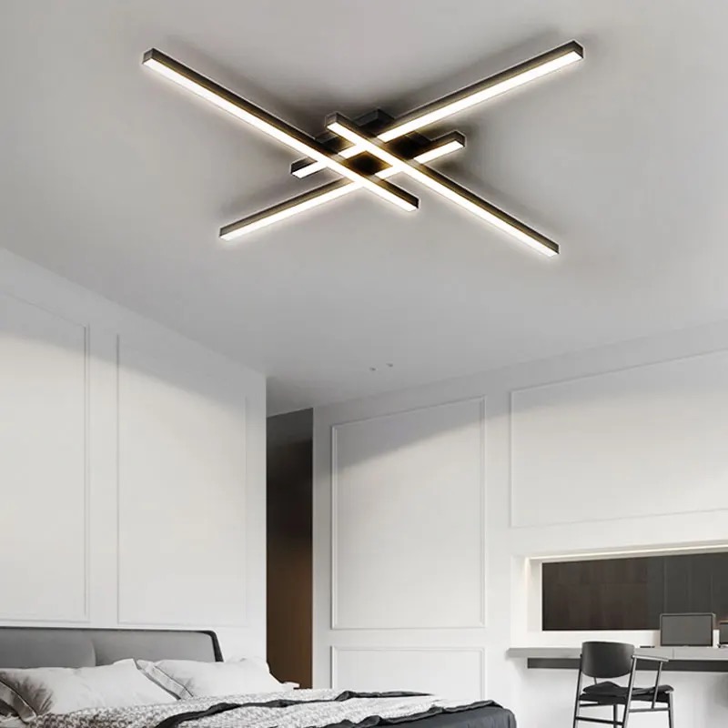 Lustra LED NN Black, cu Telecomanda, 3 Tipuri de Lumina, Dimabila, 66W, Negru