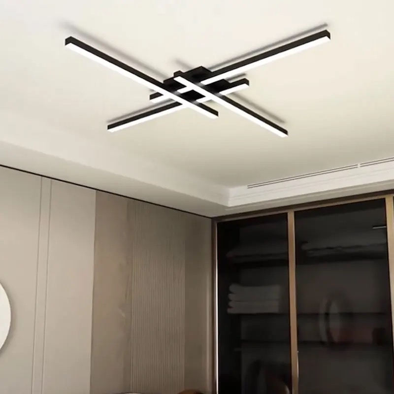 Lustra LED NN Black, cu Telecomanda, 3 Tipuri de Lumina, Dimabila, 66W, Negru