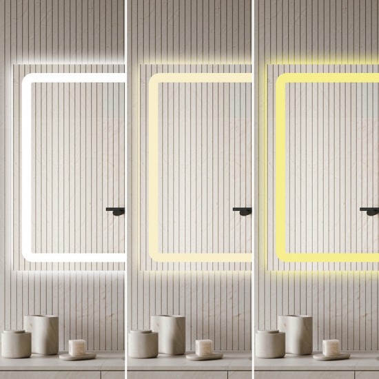 Oglindă Baie LED, Dezaburire, Senzor Touch, Dimensiune 110x70 Lumina Rece, Caldă și Neutră