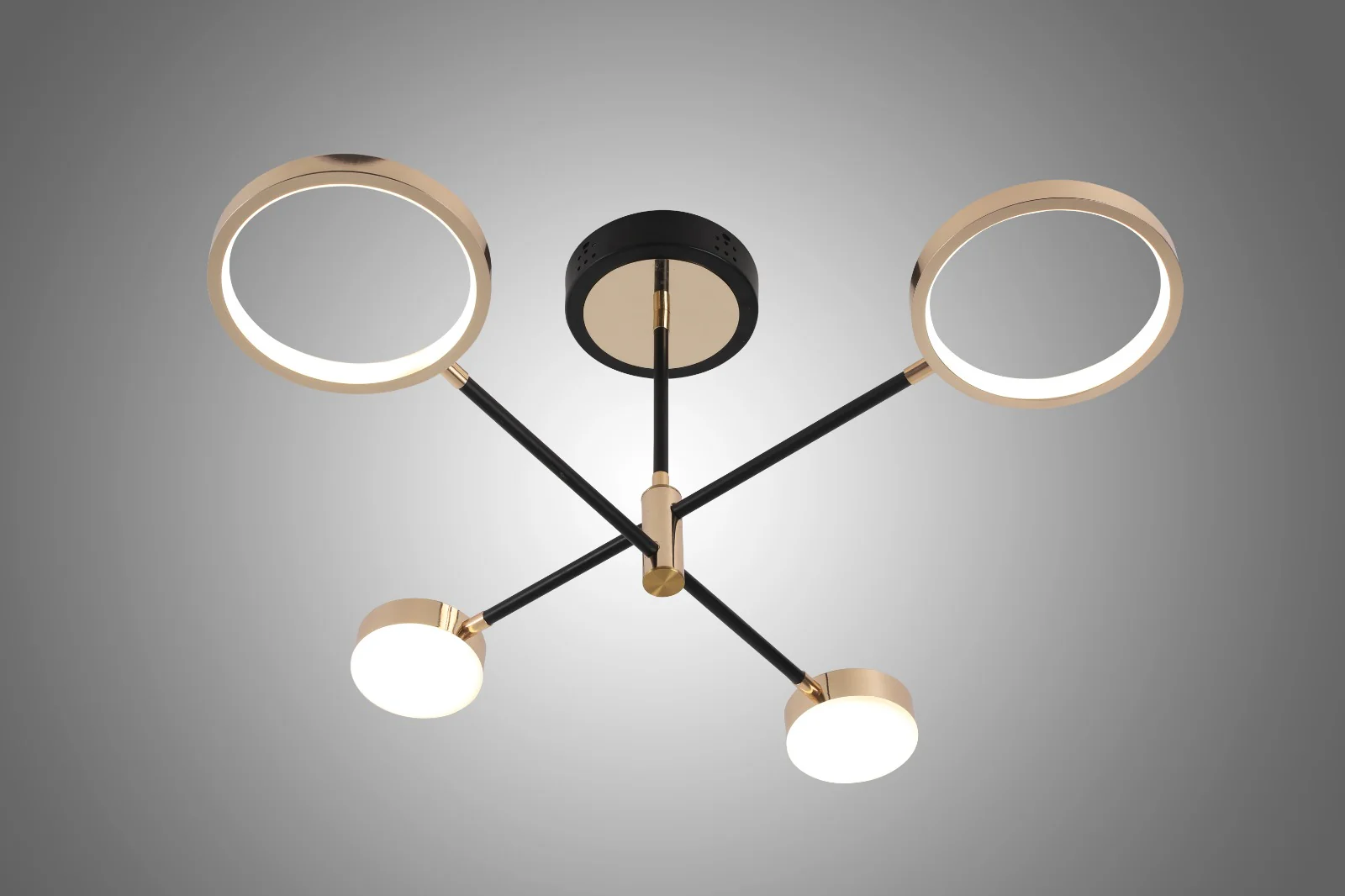 Lustra LED Cu Telecomanda, 3 Tipuri De Lumina, Intensitate Reglabila, Negru/Auriu