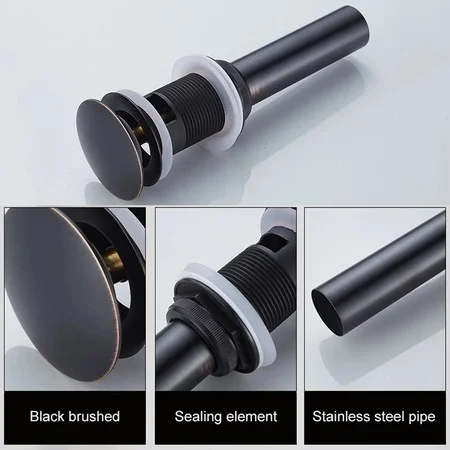 Sifon Lavoar Cu Ventil Fara Prea Plin , Negru Antichizat