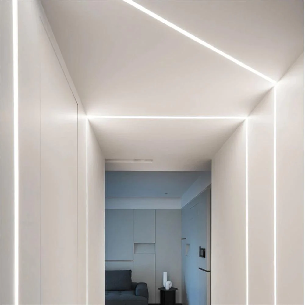 Profil LED din Aluminiu Incastrat, Finisaj Glet, Lungime 2m