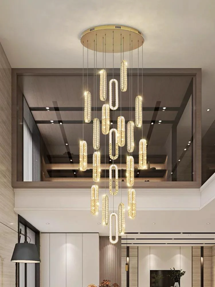 Candelabru LED Textura Cristal, Metal, 351W, Auriu