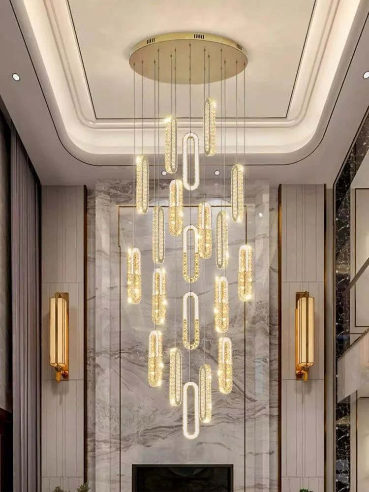 Candelabru LED Textura Cristal, Metal, 351W, Auriu