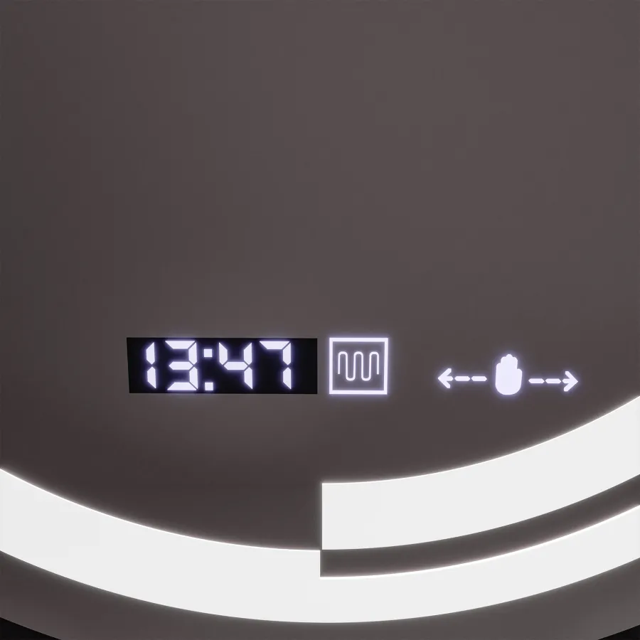Oglinda LED Senzor 60CM Sistem Dezaburire Termometru si Ceas Rotunda Diametru Lumina Rece/Calda/Neutra Dimabila