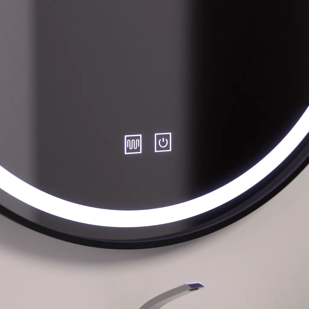 Oglinda LED Touch Sistem Dezaburire Rama Neagra 60x60cm