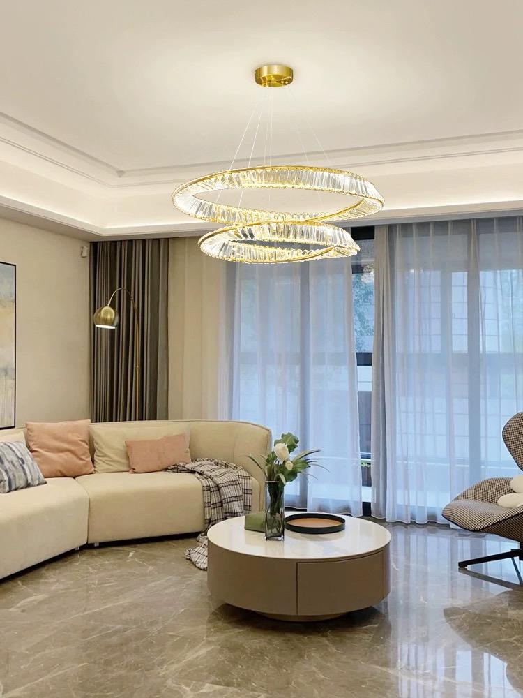 Lustra LED Cu Telecomanda, 3 Tipuri De Lumina, Inaltime Reglabila, 116W, Auriu