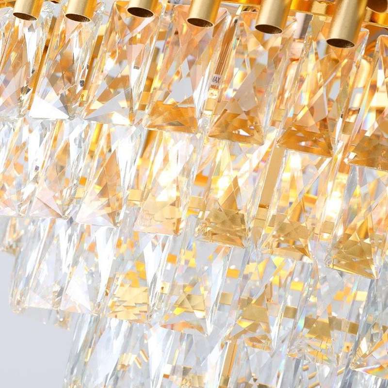 Candelabru A'Coruna 8x E27 Auriu si Cristal, 80×30 cm