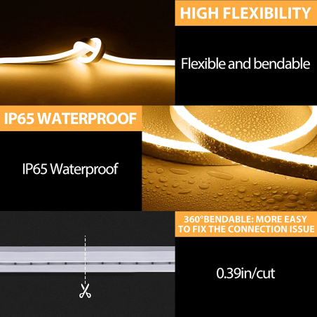 Banda led 12v neon flex set 3000k lumina calda 5m neonflex si sursa de alimentare 60w