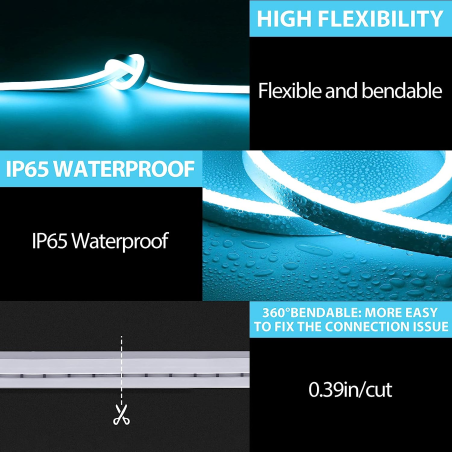 Banda led 12v neon flex set albastru 5m neonflex si sursa de alimentare 60w