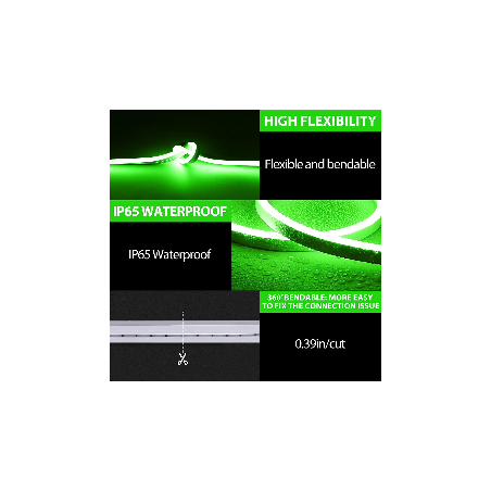 Banda led 12v neon flex set verde 5m neonflex si sursa de alimentare 60w