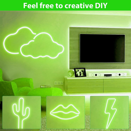 Banda led 12v neon flex set verde 5m neonflex si sursa de alimentare 60w