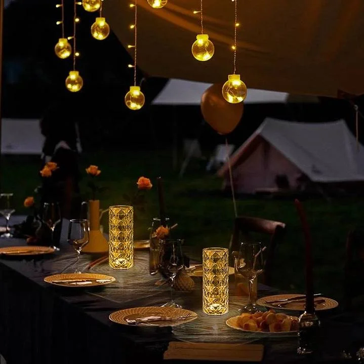 Lampa LED Ambientala cu Telecomanda pentru birou, Cu touch, Reincarcare prin USB, Portabila, Cristal Acrilic