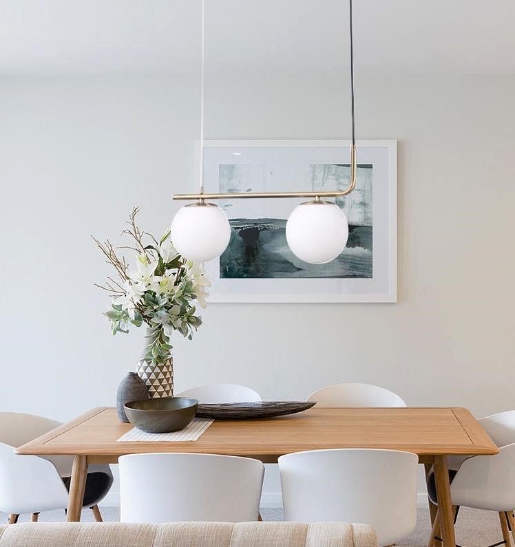 Lustra Suspendata cu Glob Alb Fasung E27 x 2