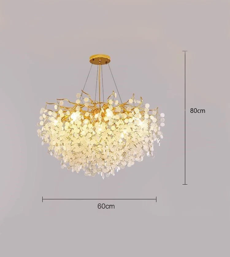 Candelabru R9103/600, Textura Cristal, Metal, 6 X E14, Auriu