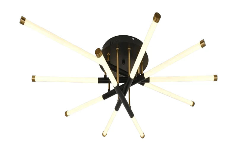 Lustra LED 80011/5, cu Telecomanda, 3 Tipuri de Lumina, Intensitate Reglabila, 75W, Negru/Auriu