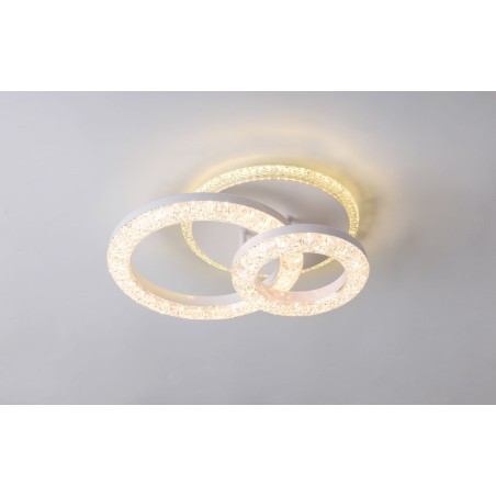 Lustra LED 2 Cercuri Ctistal 80W D35cm cu Telecomanda 80W cu lumina/rece/calda/neutra intensitate reglabila