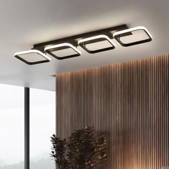 Lustra LED cu Telecomanda 96W Negru Dimabil 3 Tipuri De Iluminat