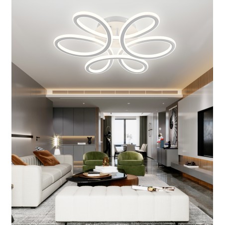 Lustra LED Alba cu Telecomanda cu 3 functii lumina/rece/calda/neutra 215W