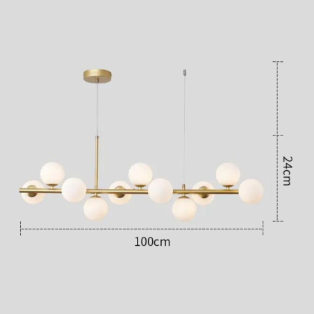 Lustra LED Gold cu 11 Glob Alb Mat Dulie G9 Inaltime Reglabila
