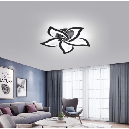 Lustra LED cu Telecomanda 120W Neagra D58cm lumina/rece/calda/neutra intensitate reglabila